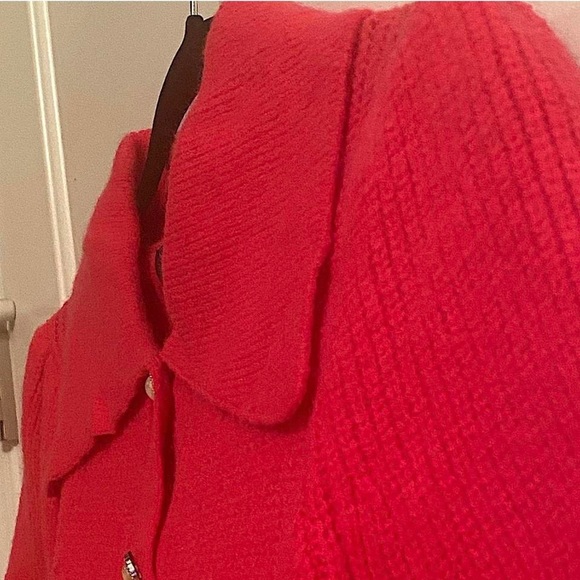 Cider hot pink oversized collar cropped short sleeve sweater - Picture 3 of 5